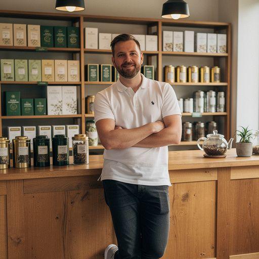 Színes teáscsésze, tele ánizs ízesítésű forró teával, mellette ánizsmagokkal díszítve.